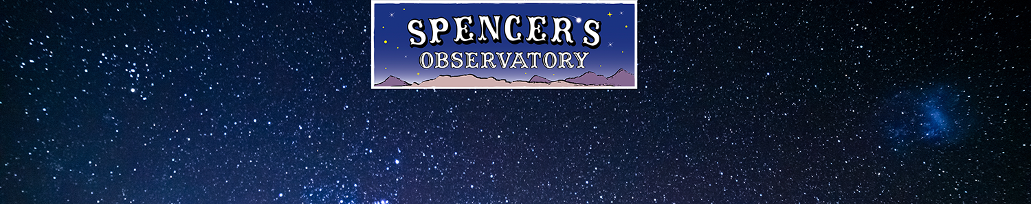 Spencer's Observatory Logo and the night sky.